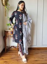 Cotton Black Casual Wear Printed Readymade Salwar Suit